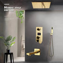 GobekUsa Gold 12" Digital Display Rainfall Shower Faucet with Single Lever Control