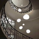GobekUsa Gregg Glass Suspension Light - White LED Cobblestone Pendant for Villa Staircase & Shop