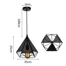 GobekUsa Industrial Nordic Cage Pendant Light, Black Iron Retro Loft Hanging Lamp