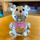 GobekUsa Clear Crystal Teddy Bear Figurines - Glass Animal Paperweight & Home Decor