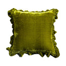 GobekUsa Luxe Orange Velvet Ruffled Euro Pillow Sham - French Style Elegance