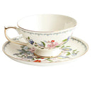 GobekUsa Bone China Tea Cup Set, Flowers Teacup & Snack Dish for Office Drinkware