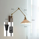 GobekUsa Copper Swing Arm Wall Lamp Sconce - LED Wall Light for Bedroom Living Room