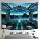 GobekUsa Galaxy Alien Planet UFO Spacecraft Tapestry Wall Hanging Home Decor
