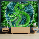 GobekUsa Golden Loong Dragon Totem Tapestry, Cartoon Castle Wall Hanging & Home Decor Art