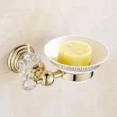 GobekUsa Gold Crystal Bathroom Accessories Set: Luxe Brass Bath Hardware Wall Mount Collection