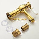 GobekUsa Gold Basin Faucet with Ceramic Mixer Tap for Bathroom