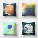 GobekUsa Cartoon Planet Astronaut Moon Rocket Pillow Case 45x45cm Square Cushion Cover