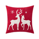 GobekUsa Christmas Embroidered Cushion Cover 45x45cm - Red Green Santa Snowflake Deer Snowman