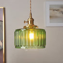 GobekUsa Green Glass Pendant Light Switch Bar Bedroom Copper Hanging Lamp