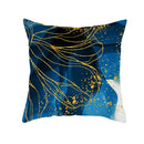 GobekUsa Blue Ink Gold Edge Geometric Cushion Cover - Polyester Throw Pillow Case