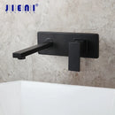 GobekUsa Black Wall Mounted Basin Faucet Solid Brass Hot Cold Mixer.