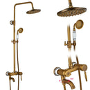 GobekUsa Brass Antique Dual Handle Shower Faucet Set with Handshower Shelf