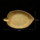 GobekUsa Gold Leaf Plate: Luxury Decorative Tray for Jewelry, Candy, Fruit & Trinkets