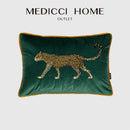 GobekUsa Embroidered Leopard Cushion Cover in Retro Green Velvet for Luxury Living Room