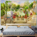 GobekUsa Green Plant Landscape Tapestry | Boho Wall Hanging for City Castle Hill