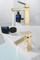 GobekUsa Gold Stainless Steel Basin Faucet Deck Mounted Hot Cold Water Mixer