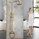 GobekUsa Antique Brass Rainfall Shower Faucet Set with Handshower and Shelf