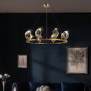 GobekUsa Crystal Copper Round Chandelier: Elegant LED Suspension Lamp for Dinning Room