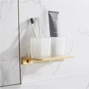 GobekUsa Brushed Gold Bathroom Set: Shelf, Towel Rack, Holder, Toilet Brush - Bath Hardware