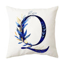 GobekUsa Blue Alphabet Flower Letter Pillowcase for Home Decor