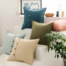 GobekUsa Cotton Linen Cushion Cover 45x45cm in Pink Blue Green Beige with Coconut Buttons for Home Décor