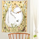 GobekUsa Cute Cat Botanical Flower Ins Style Cartoon Wall Art Tapestries for Home Decor