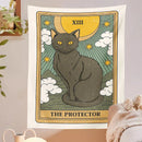 GobekUsa Cat Divination Tarot Card Tapestry Moon Phase Wall Hanging Décor