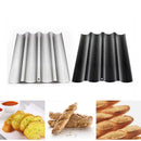 GobekUsa Wave Bread Pan for Baking French Baguettes - 4 Groove Non-Stick Cake Tray