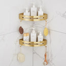 GobekUsa Brushed Gold Aluminum Corner Shower Shelf with Soap Dish