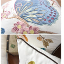 GobekUsa Butterfly Floral Cotton Embroidered Pillow Cover 45x45cm Home Decor Square