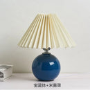 GobekUsa Japanese Ceramic Table Lamps Living Room Pleated Skirt Lampshade Warm Bedroom Lighting