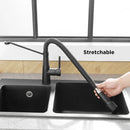 GobekUsa LED Kitchen Faucet Single Hole Pull Out Spout Black Mixer Tap
