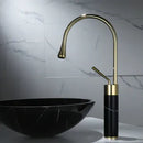GobekUsa Gold Brass Marble Basin Faucet Hot Cold Sink Mixer Tap