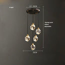GobekUsa Black Crystal Copper LED Chandelier for Dining Room - Art Deco Hanging Lamp