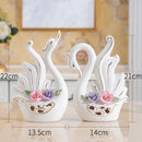 GobekUsa Elegant Swan Sculpture Figurines Pair for Home Décor & Wedding Gift