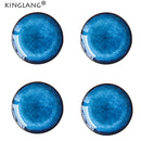 GobekUsa Ceramic Dinner Plate Set - Blue Klin Glazed Round Plates