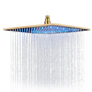 GobekUsa Brushed Nickel LED 16" Rainfall Shower Head with Color Changing Lights