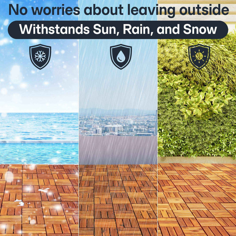 Tranquillo Set 10 Solid Wood Premium Deck Tiles for Stylish Outdoor Spaces