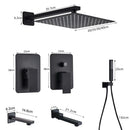 GobekUsa Black Shower Set with Handshower and Rotate Bath Spout