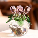 GobekUsa Crystal Rose Flower Dreams Glass Paperweight Bouquet Sculpture