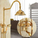 GobekUsa Gold Brass Jade Bath Shower Set Wall Mounted Rainfall Hand Shower Faucet