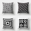 GobekUsa Geometric Star Print Pillow Cover for Home Decor - Black & White Square Texture