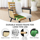 Accent Chair with Rattan Arms and Iron Legs — Green Lounge Chair