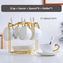 GobekUsa Elegant Bone China Tea Set | Porcelain Teacup & Teapot Set White Gold