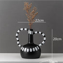 GobekUsa Ceramic Vase with Black and White Spots | Abstract Wave Point Design