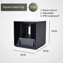 GobekUsa LED Motion Sensor Wall Lamp IP65 Waterproof 9W 12W 20W Indoor Outdoor Sconce
