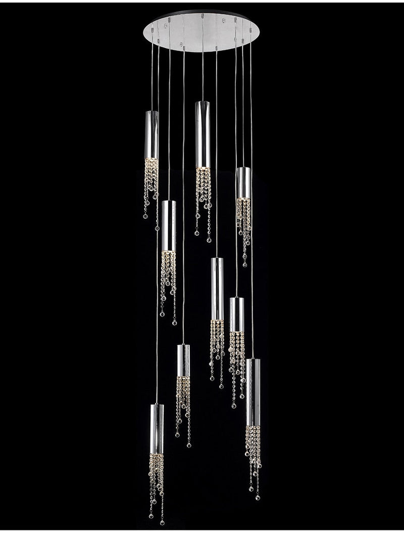 5 Lights - Hanging crystal light fixture for lobby, staircase, loft, stairwell