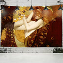 GobekUsa Gold Kiss Oil Painting Tapestry Wall Hanging Art Blanket