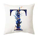 GobekUsa Blue Alphabet Flower Letter Pillowcase for Home Decor